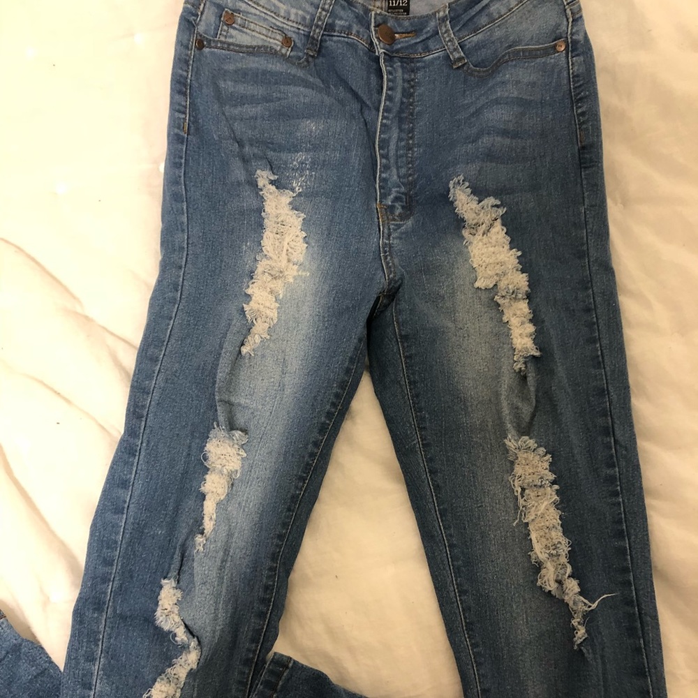 Fashion Nova High Waisted Distressed Jeans